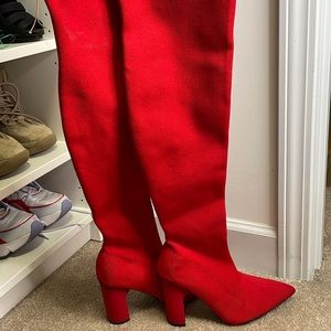 NWT Zara High Heel Leather Over The Knee Boots